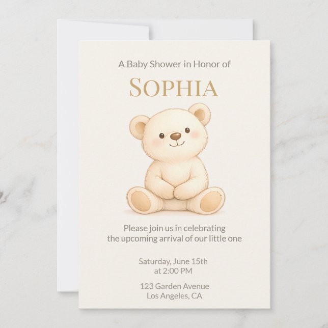 Teddy Bear Gender Neutral Baby Shower Invitation (Front)