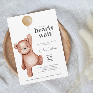 Teddy Bear Gender Neutral Baby Shower Invitation