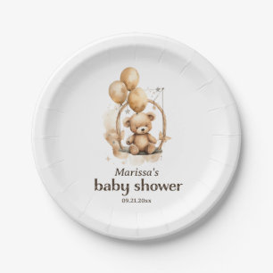 Teddy Bear Gender Neutral Baby Shower Paper Plate
