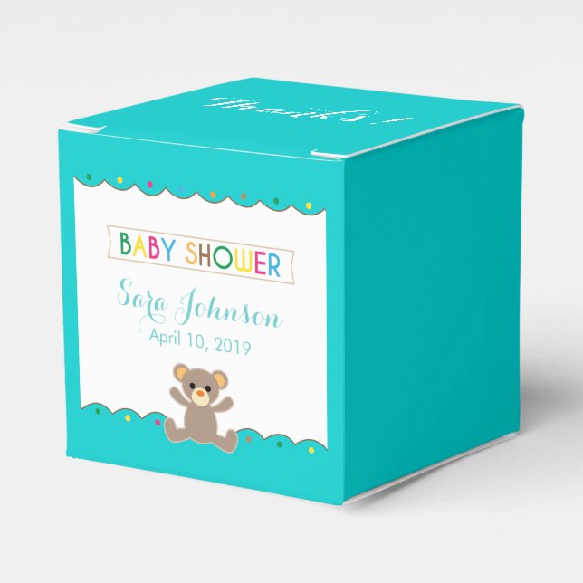 Teddy Bear Gender Neutral Baby Shower Thank You Favour Box (Front Side)