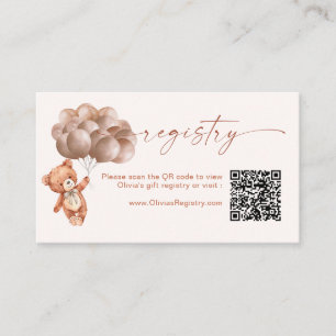 Teddy Bear Gender Neutral QR Code Registry Enclosure Card
