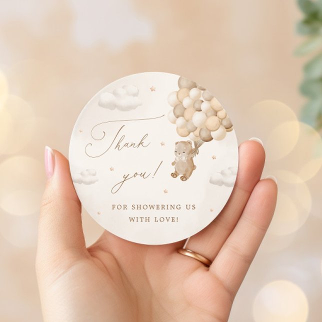 Teddy Bear Gender Neutral Thank You Classic Round Sticker (Creator Uploaded)