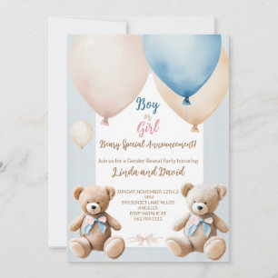 Teddy Bear Gender Reveal Celebration Invitation