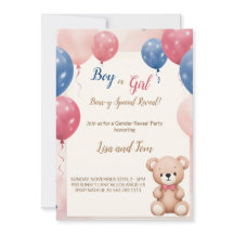 Teddy Bear Gender Reveal Celebration Invitation