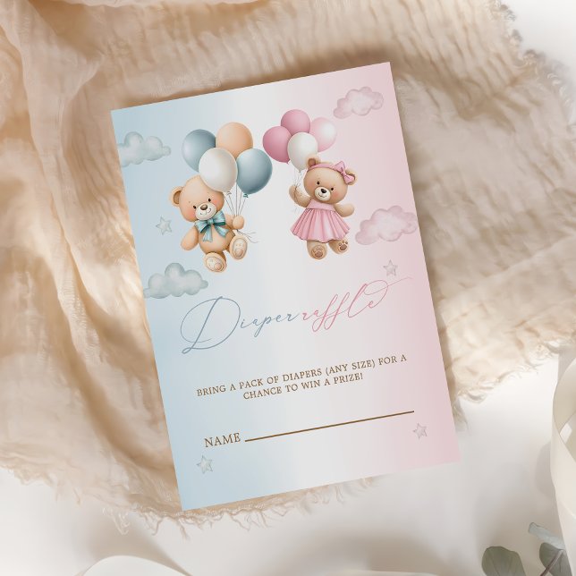 Teddy Bear Gender Reveal Diaper Raffle Enclosure Card (Creator Uploaded)