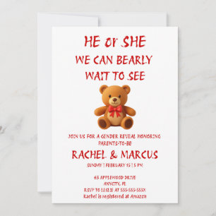 Teddy Bear Gender Reveal Invitation