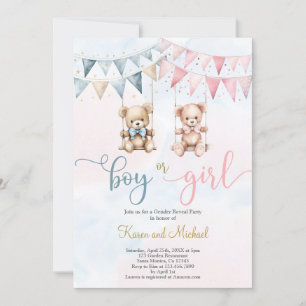 Teddy Bear Gender Reveal Invitation