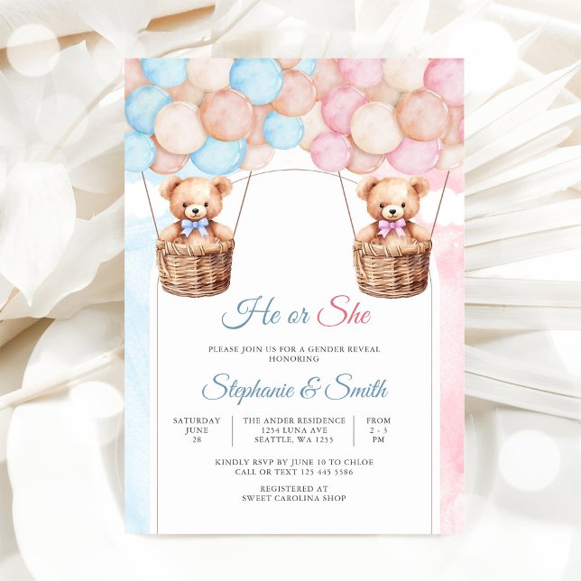 Teddy Bear Gender Reveal Invitation (Creator Uploaded)