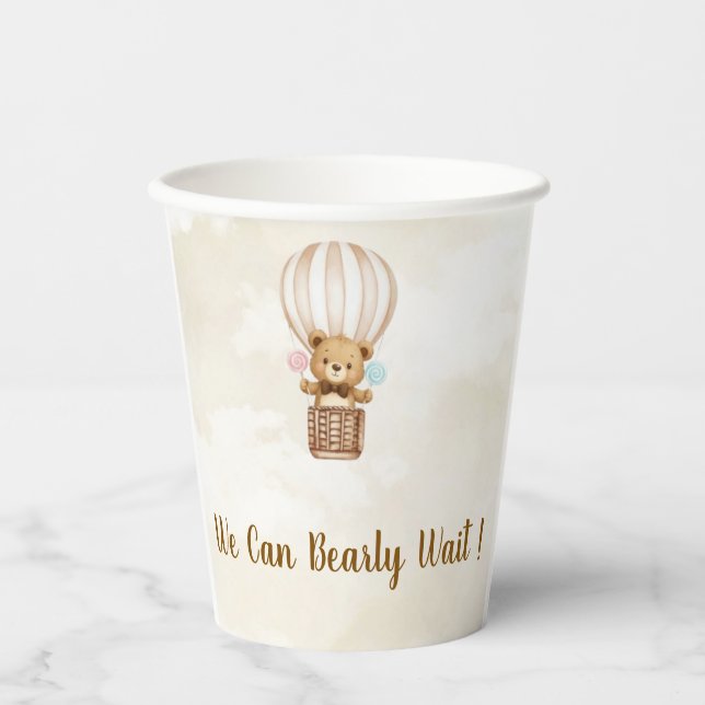 Teddy Bear Gender Reveal Paper Cup (Front)