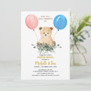 Teddy Bear Gender Reveal Party Invitation