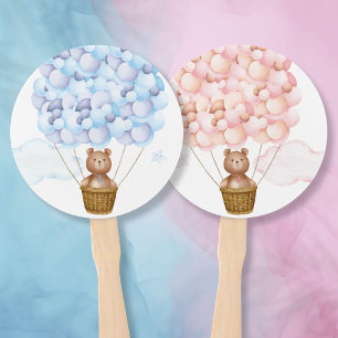 Teddy Bear Gender Reveal Party Voting Game Hand Fan