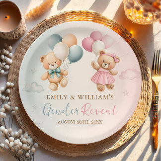 Teddy Bear Gender Reveal Plate