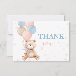 Teddy Bear gender reveal thank you Note Card