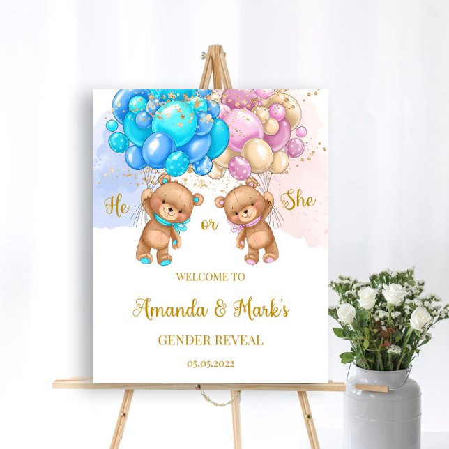  Teddy Bear Gender Reveal Welcome Sign (Creator Uploaded)