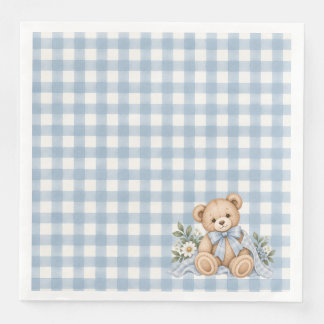 Teddy Bear Gingham Baby Shower Napkin