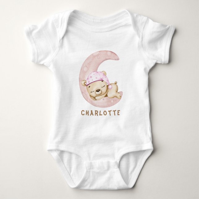 Teddy Bear Girl Baby Bodysuit (Front)