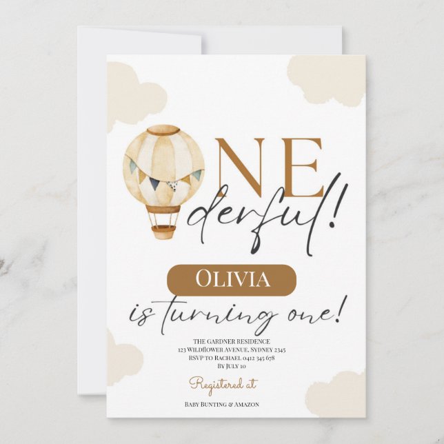 Teddy Bear Girl Baby pastel 1rst birthday Invitation (Front)