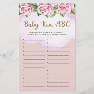 Teddy bear girl baby shower Baby Item ABC Game 