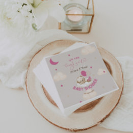 Teddy Bear Girl Baby Shower Blush Pink Napkin