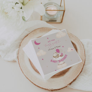 Teddy Bear Girl Baby Shower Blush Pink Napkin