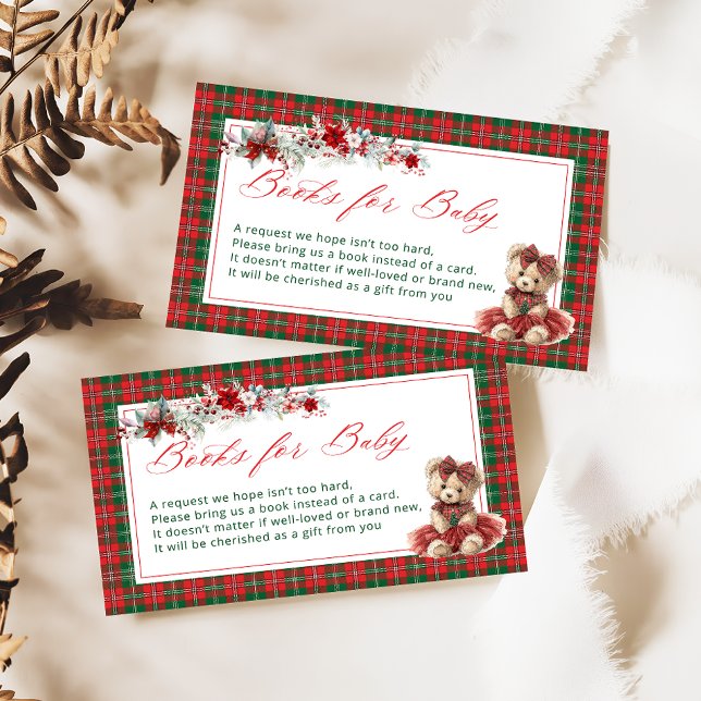Teddy Bear Girl Baby Shower Books for Baby Enclosure Card (Creator Uploaded)