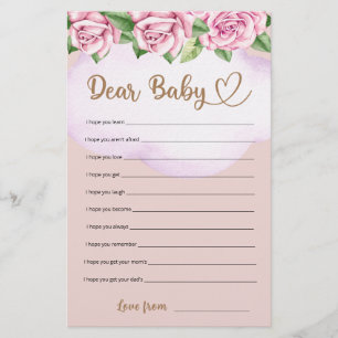 Teddy bear girl baby shower Dear Baby Wishes