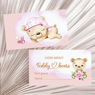 Teddy Bear Girl Baby Shower Enclosure Card