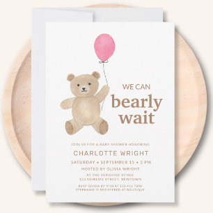 Teddy Bear Girl Baby Shower Invitation