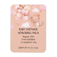 TEDDY BEAR GIRL BABY SHOWER INVITATION