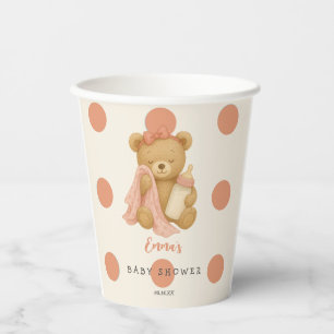 Teddy Bear Girl Baby Shower Paper Cups