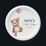 Teddy Bear Girl First Birthday Party Paper Plate<br><div class="desc">Teddy Bear Girl First Birthday Party</div>