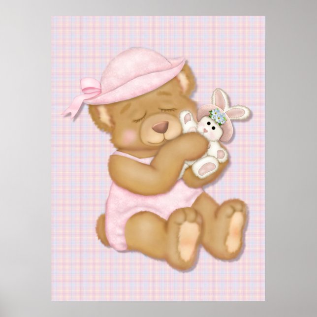 Teddy Bear Girl in  Pink Hat Poster (Front)
