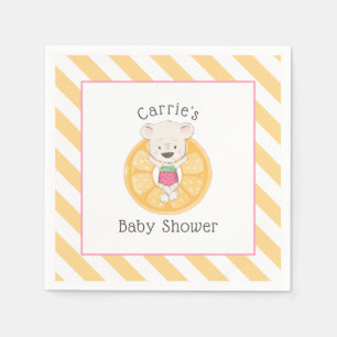 Teddy Bear Girl on Pool Floatie Baby Shower Napkin