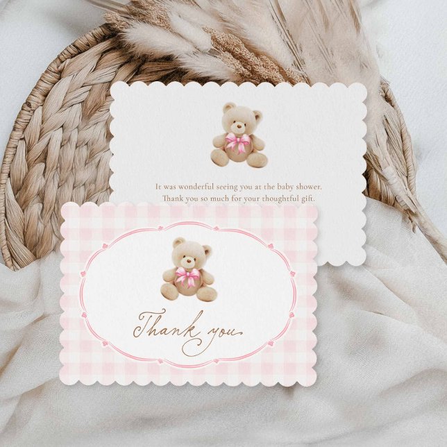 Teddy Bear Girl Pink Baby Shower Thank You (Teddy bear Pink Girl baby shower Thank you card)