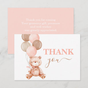 Teddy Bear Girl thank you Card