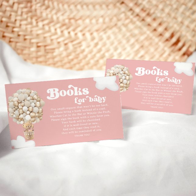 Teddy Bear Gold Balloons Girl Baby Shower Enclosure Card (Creator Uploaded)