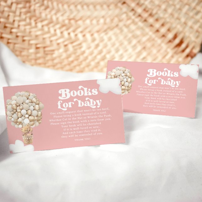 Teddy Bear Gold Balloons Girl Baby Shower Enclosure Card (Creator Uploaded)