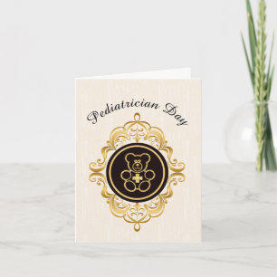 Teddy Bear Gold Outline Paediatrician Thanks Card
