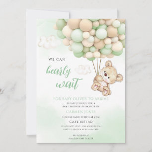 Teddy Bear Green Baby Shower Invitation