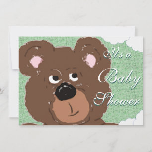 Teddy Bear (green) Baby Shower Invitation