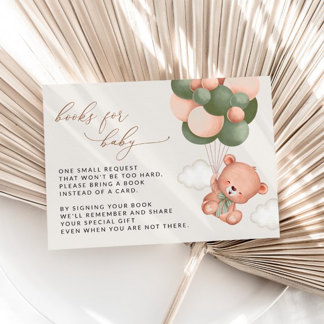 Teddy Bear, Green Balloons, Books For Baby Enclosure Card (Creator Uploaded)