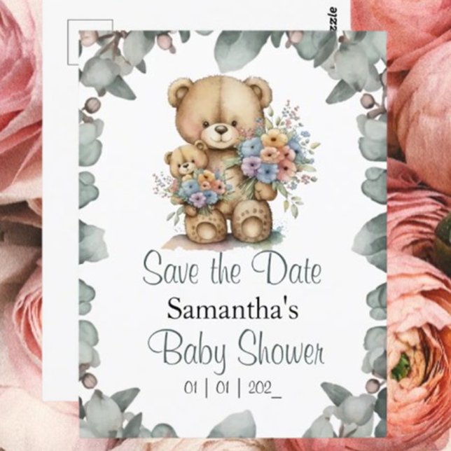 Teddy Bear Green Boy Baby Shower Invitation (P.S. Don't forget your teddy bear spirit! )