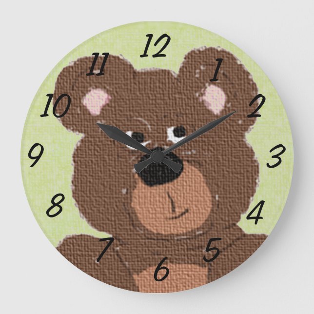 Teddy Bear (green) Large Clock (Front)