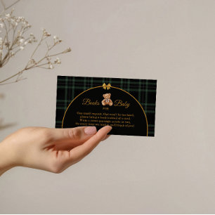 Teddy Bear Green Plaid Books for Baby Enclosure Card
