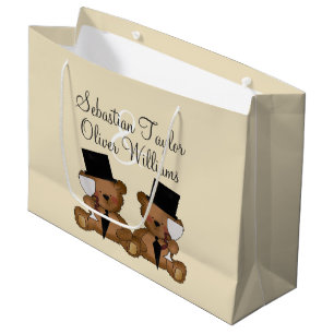 Teddy Bear Grooms Wedding Personalised (V2) Large Gift Bag