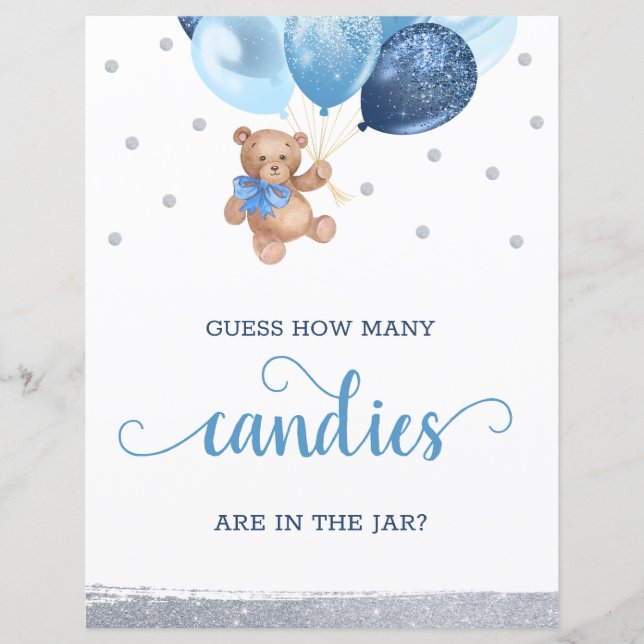 Teddy Bear Guess How Many Candies In The Jar Sign (Front)