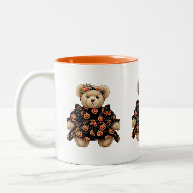 Teddy bear Halloween by Natasha Us Two-Tone Coffee Mug (Left)