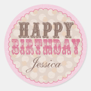 Teddy Bear Happy Birthday Sticker - Pink