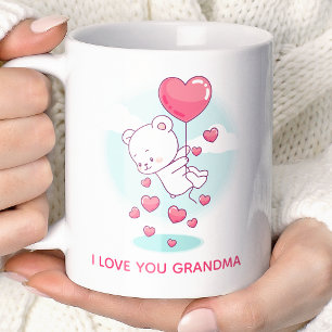 Teddy Bear Heart Balloons Personalised Valentine Coffee Mug