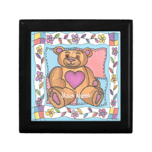 Teddy Bear Heart custom name Gift Box